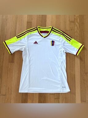 Vintage Adidas Venezuela Jersey 2013/2014 White Neon Green Mens Size Large